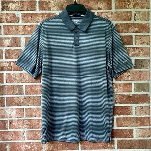 Nike Golf Tour Performance DRI-FIT Mens black-gray horizontal-striped polo shirt